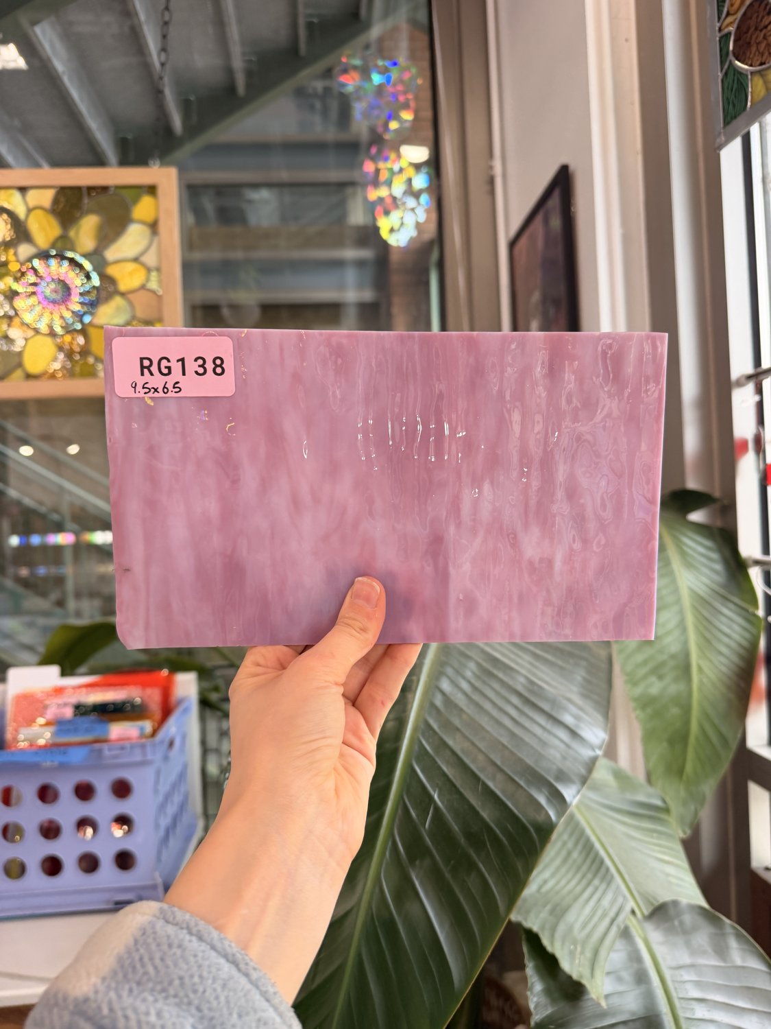 Vintage Pink Mottled Bullseye Sheet Glass