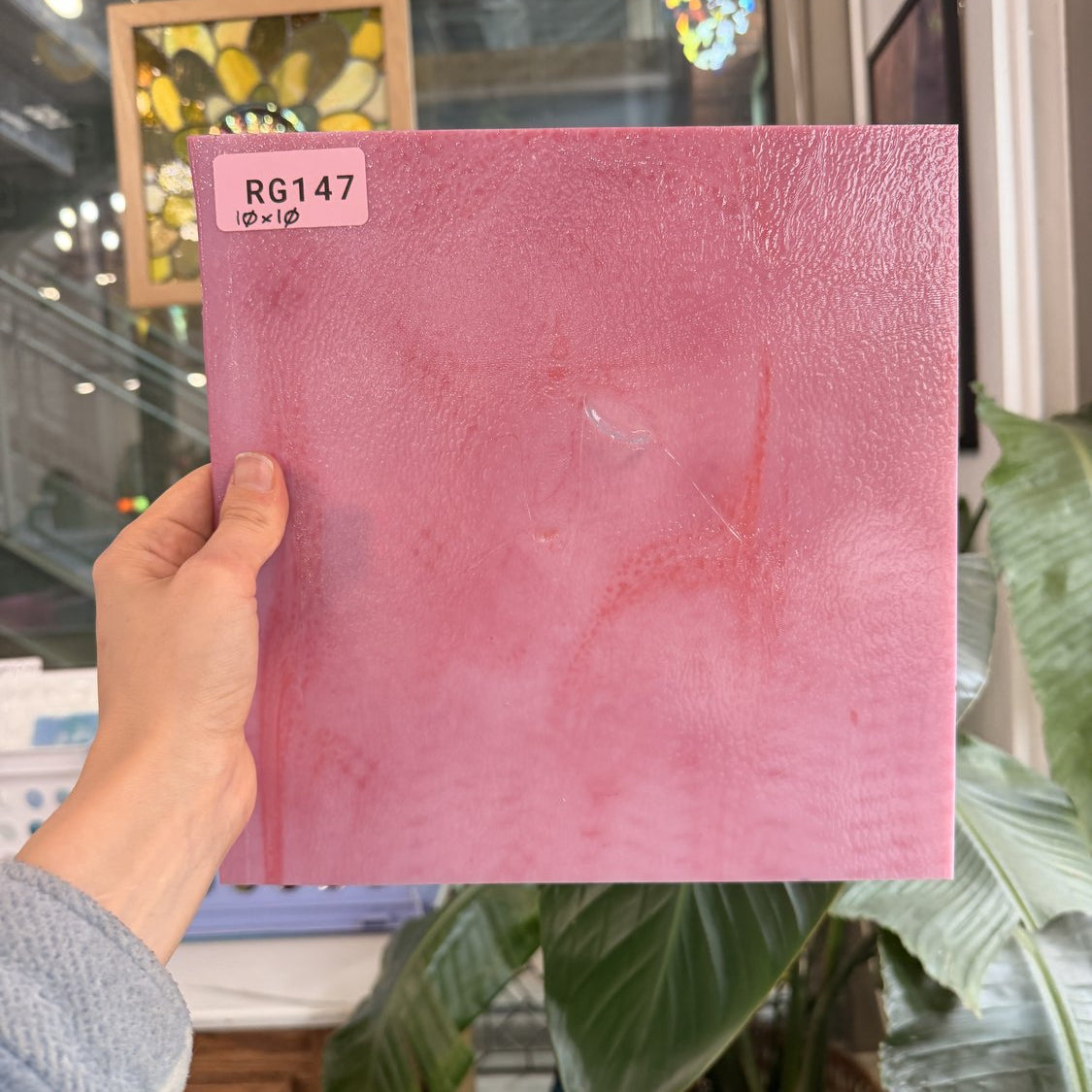Dark Pink Vintage Bullseye Opal Sheet Glass Pre-Stuck (small imperfection)