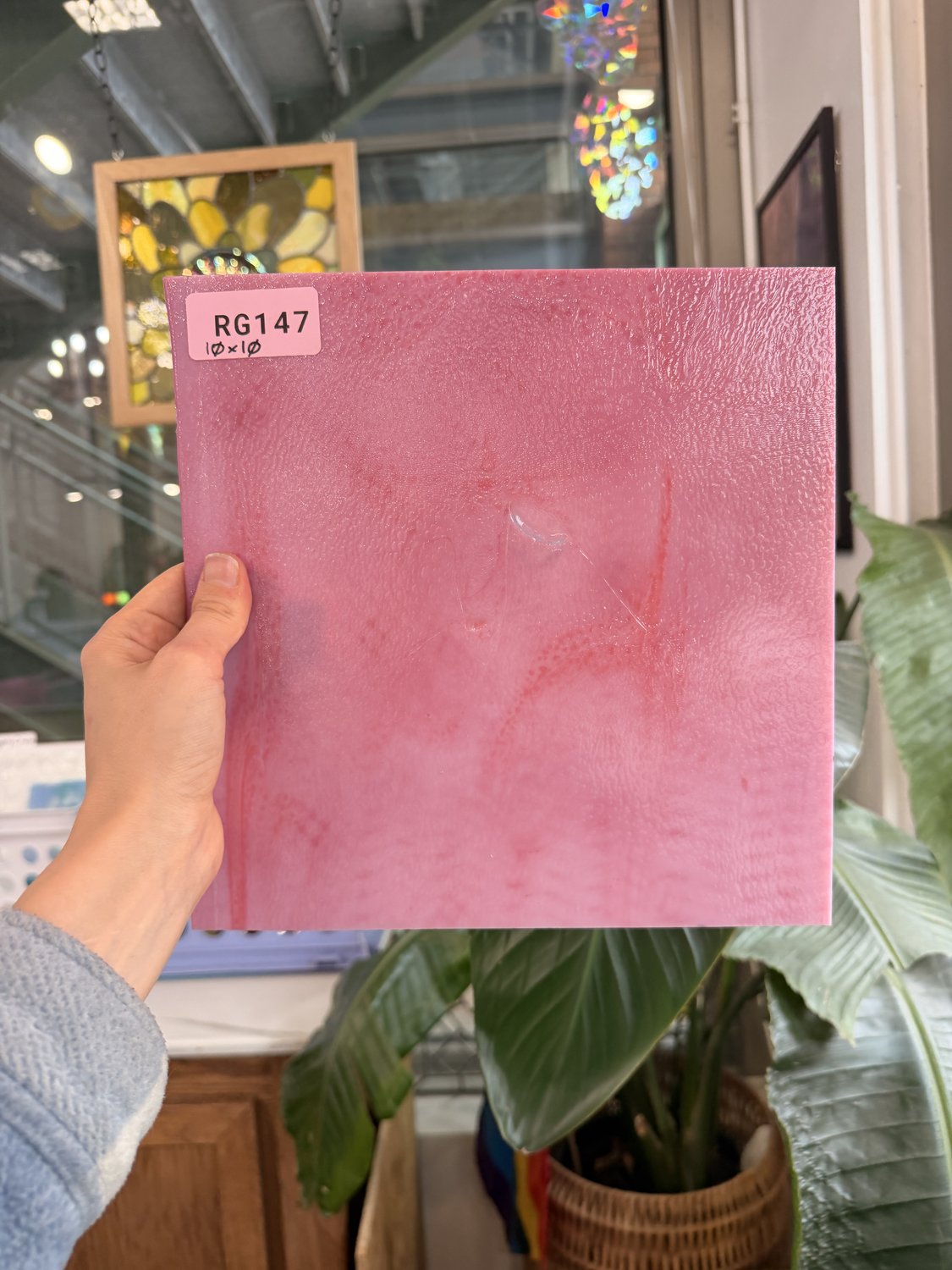 Dark Pink Vintage Bullseye Opal Sheet Glass Pre-Stuck (small imperfection)