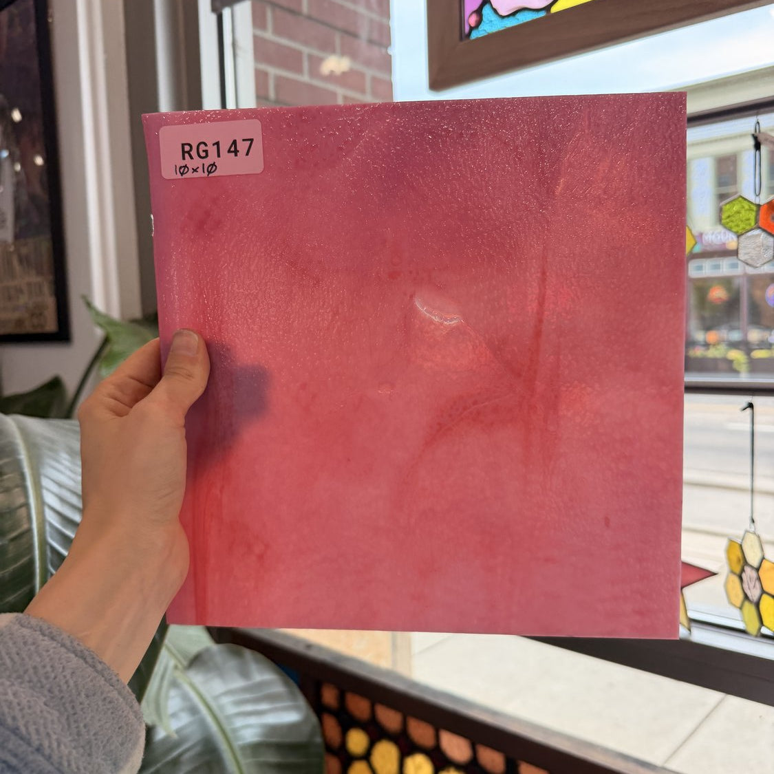 Dark Pink Vintage Bullseye Opal Sheet Glass Pre-Stuck (small imperfection)