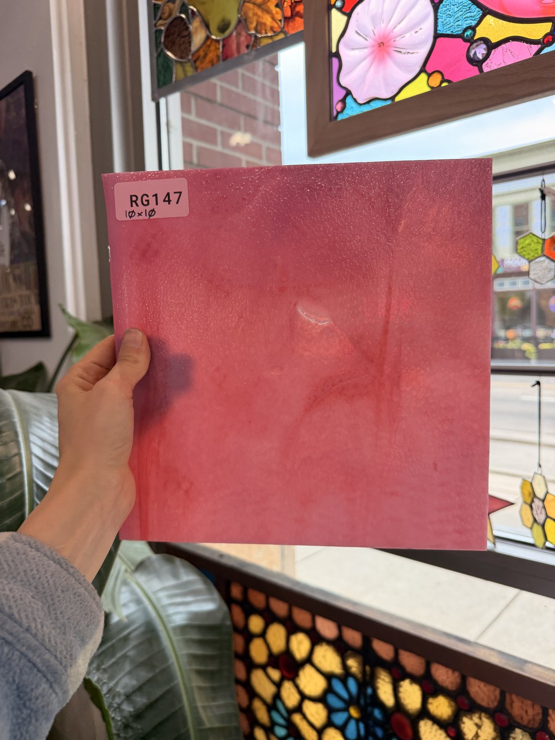 Dark Pink Vintage Bullseye Opal Sheet Glass Pre-Stuck (small imperfection)