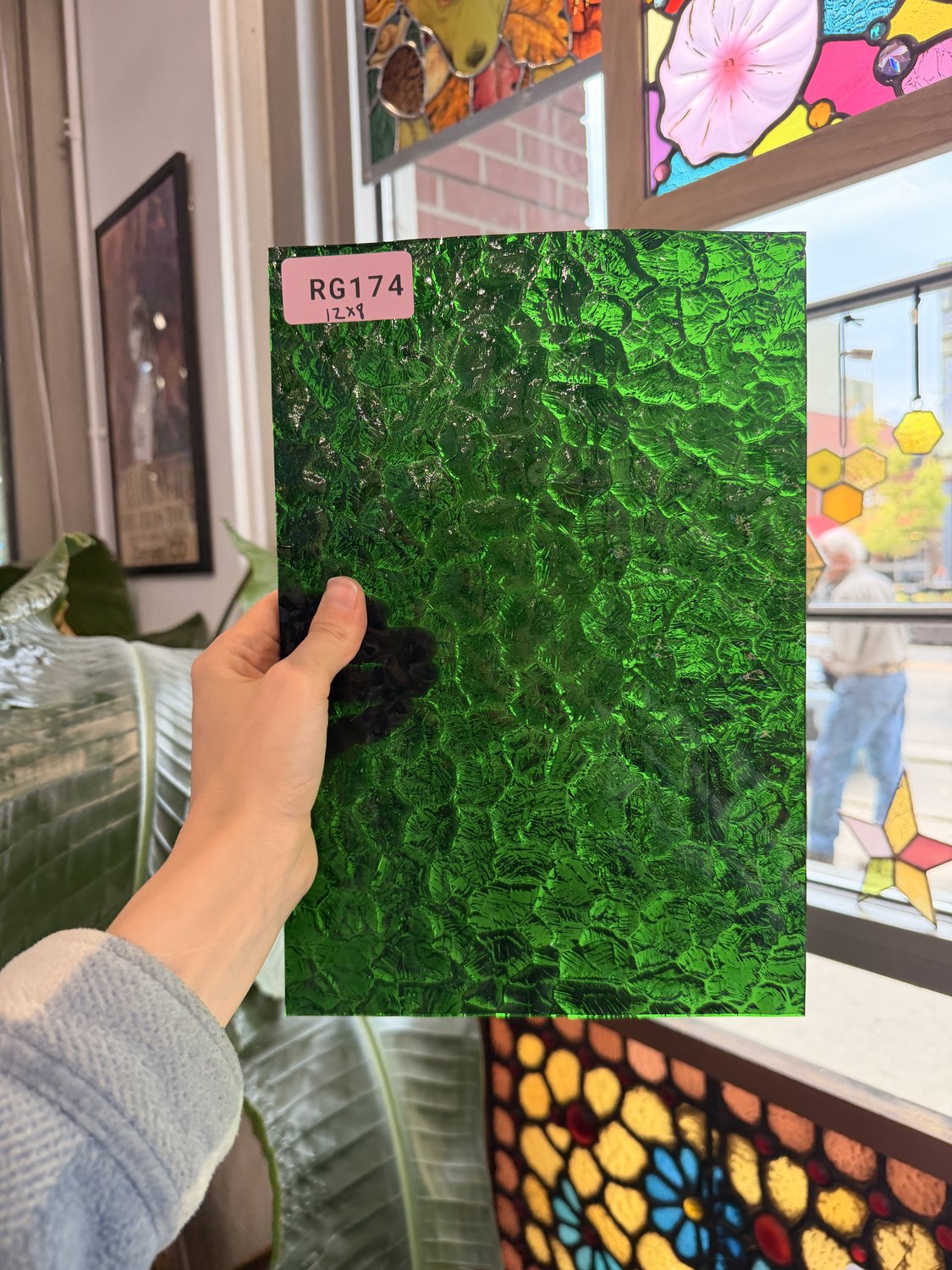 Christmas Green Kokomo Textured Wavolite Sheet Glass