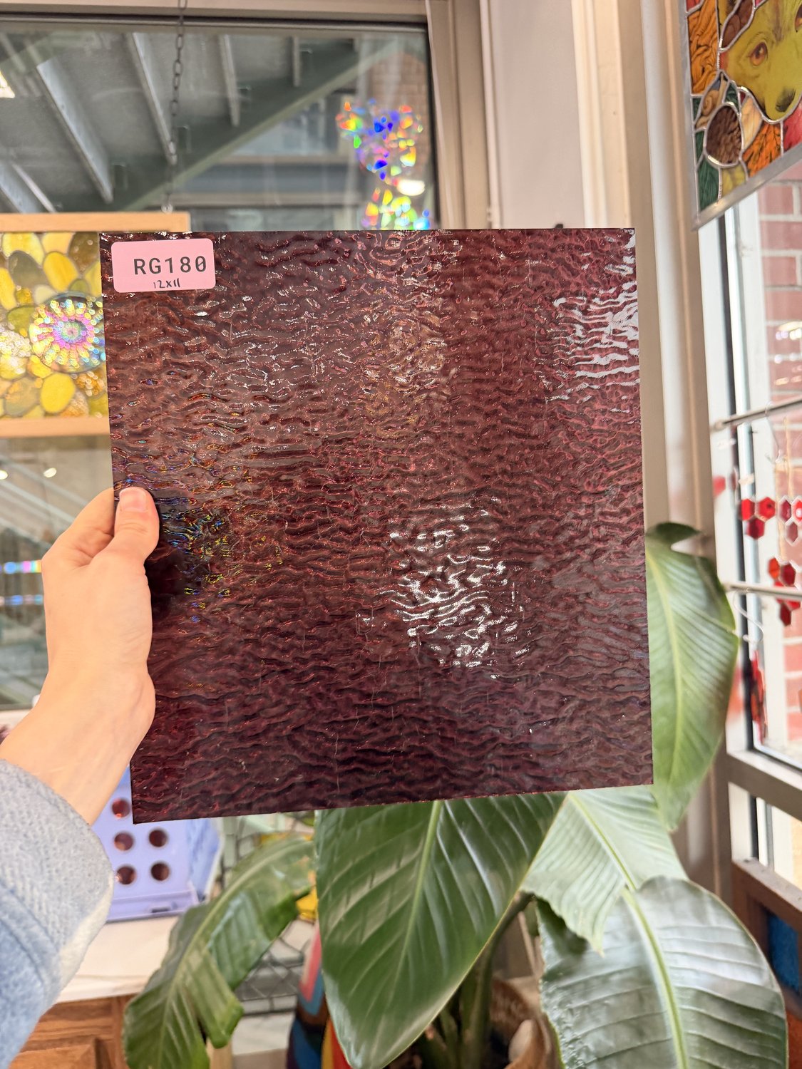 Blackberry Pink Transparent Ripple Wissmach Sheet Glass