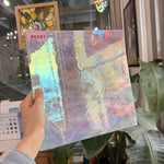 Mauve White Wispy Vintage Iridescent Sheet Glass