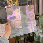 Mauve White Wispy Vintage Iridescent Sheet Glass