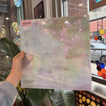 Mauve White Wispy Vintage Iridescent Sheet Glass