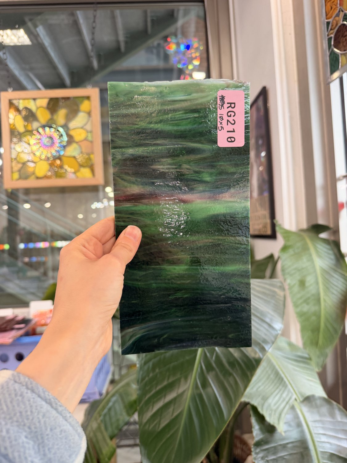 Pink Green Mixed Bullsye Fusible 90 COE Sheet Glass