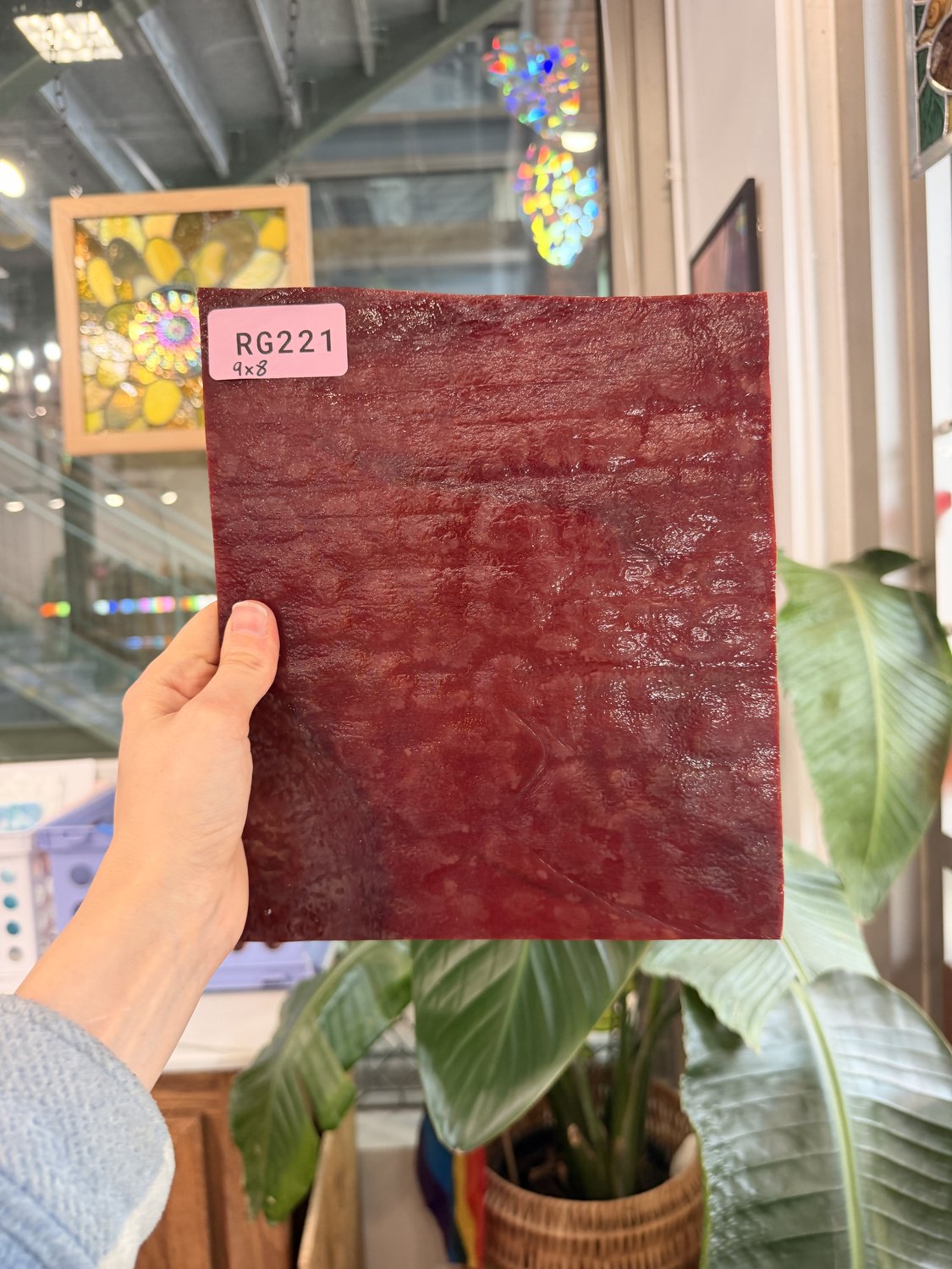 Vintage Dark Red Mottled Uroboros Sheet Glass