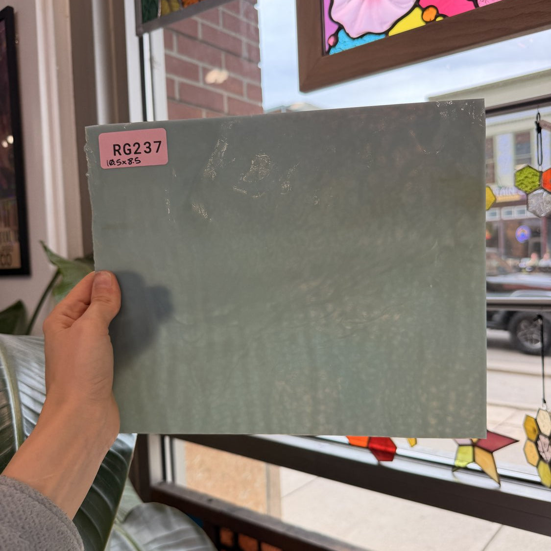 Sage Green Vintage Dappled Bullseye Sheet Glass