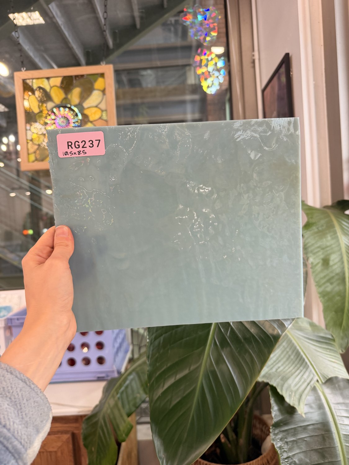 Sage Green Vintage Dappled Bullseye Sheet Glass