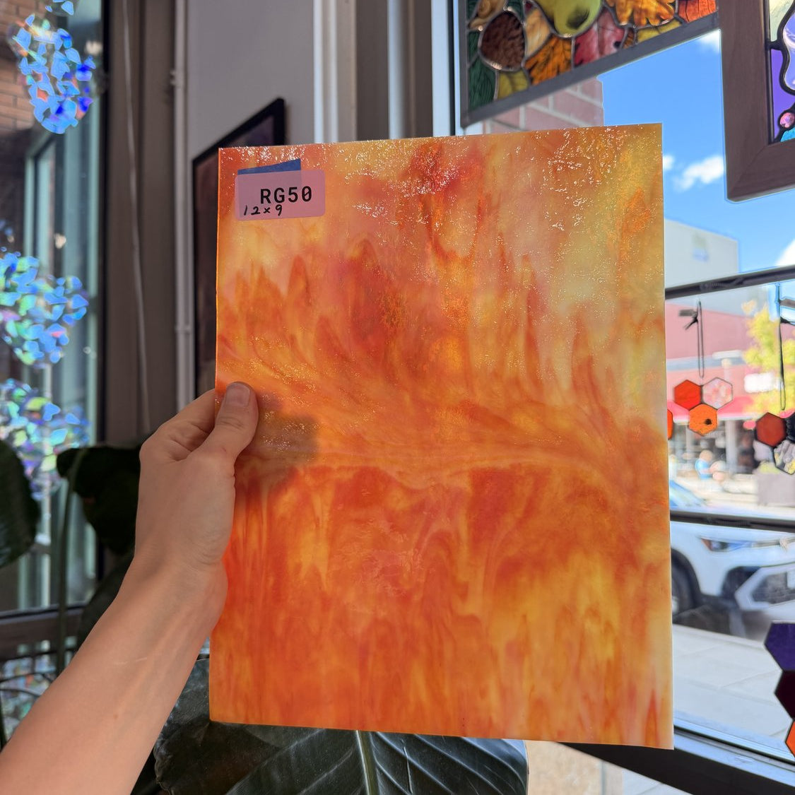 Orange Yellow White Mixed Opal Vintage Sheet Glass – RG50