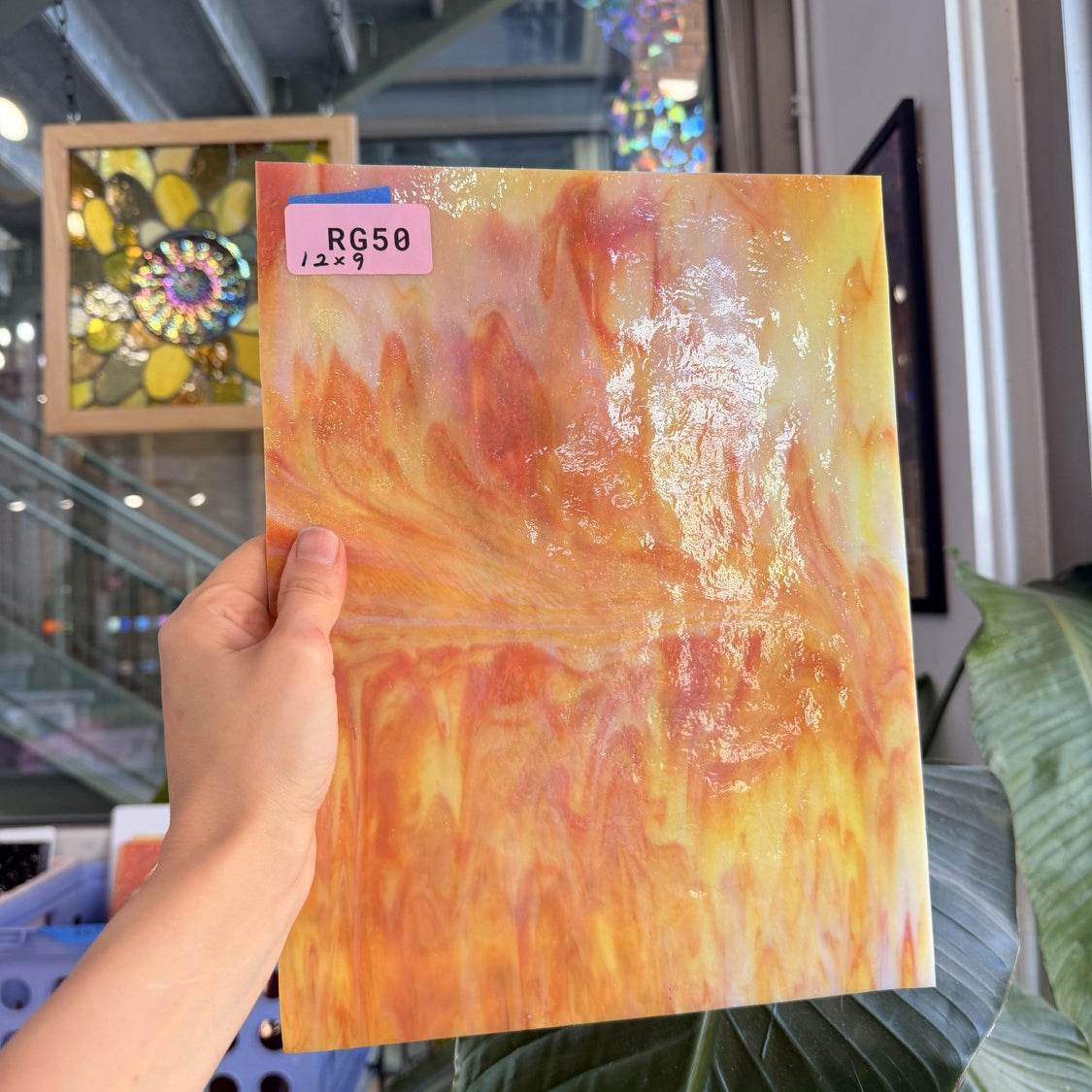 Orange Yellow White Mixed Opal Vintage Sheet Glass – RG50