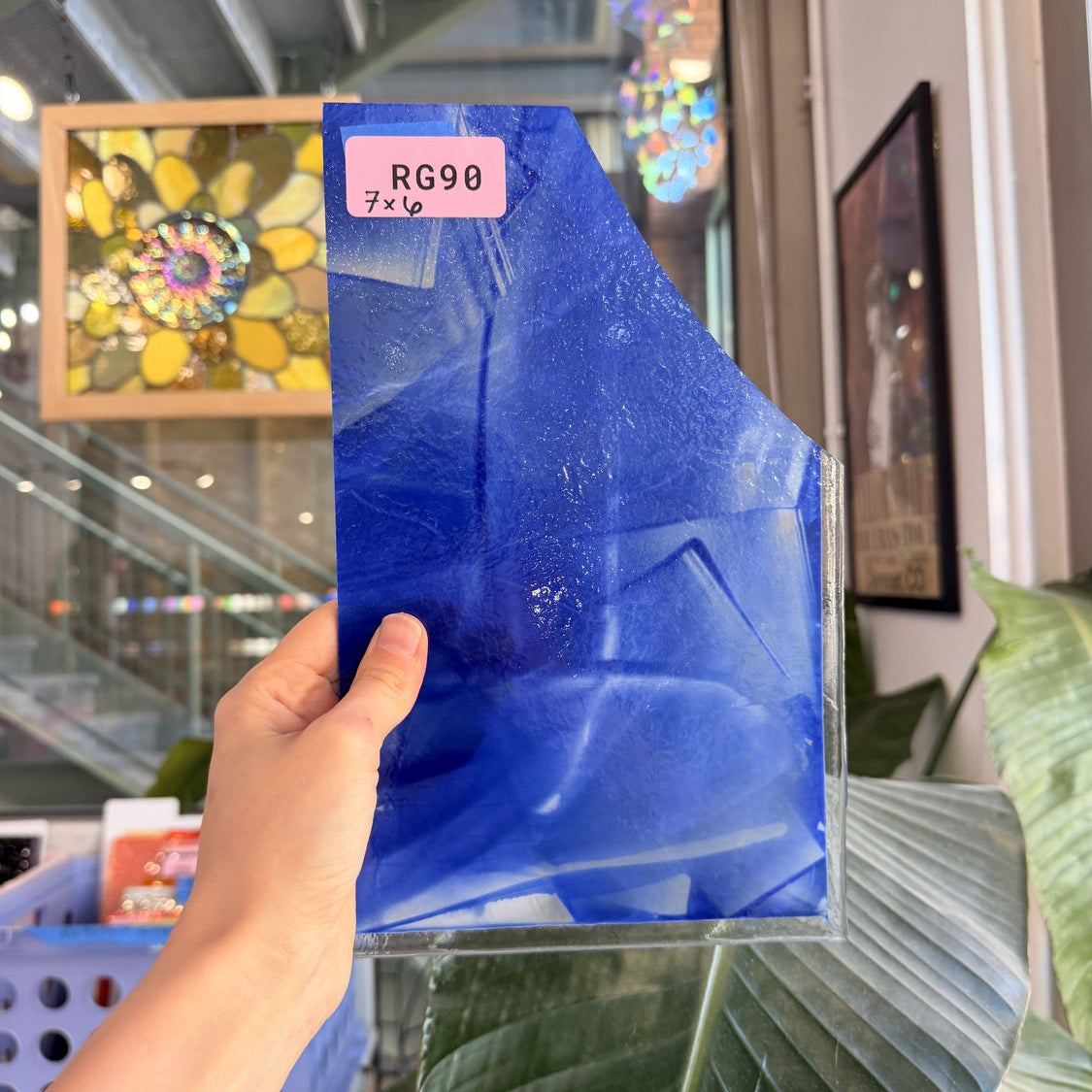 Blue Rare Fusible Wasser Vintage Sheet Glass