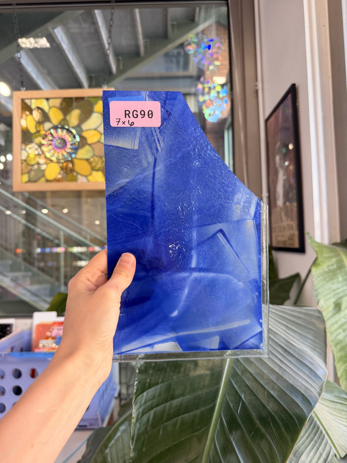 Blue Rare Fusible Wasser Vintage Sheet Glass