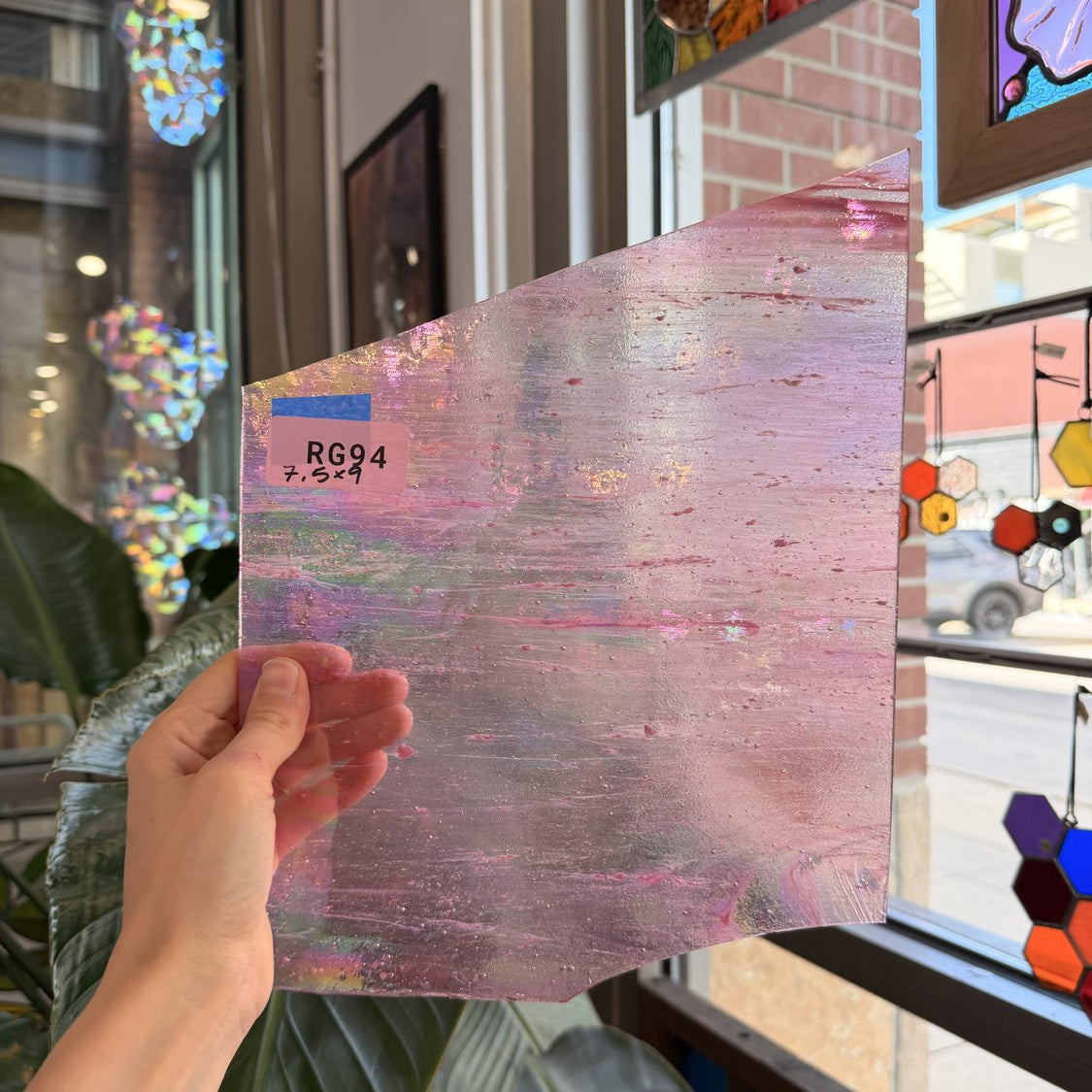 Dark Hot Pink Rare Vintage Wispy Armstrong Sheet Glass – RG94