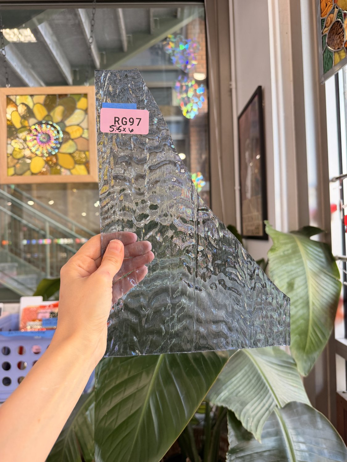 Light Blue Vintage Rare Ripple Optimum Sheet Glass