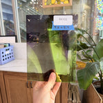 Dark Purple Lime Green on Clear Lamberts Flash Glass
