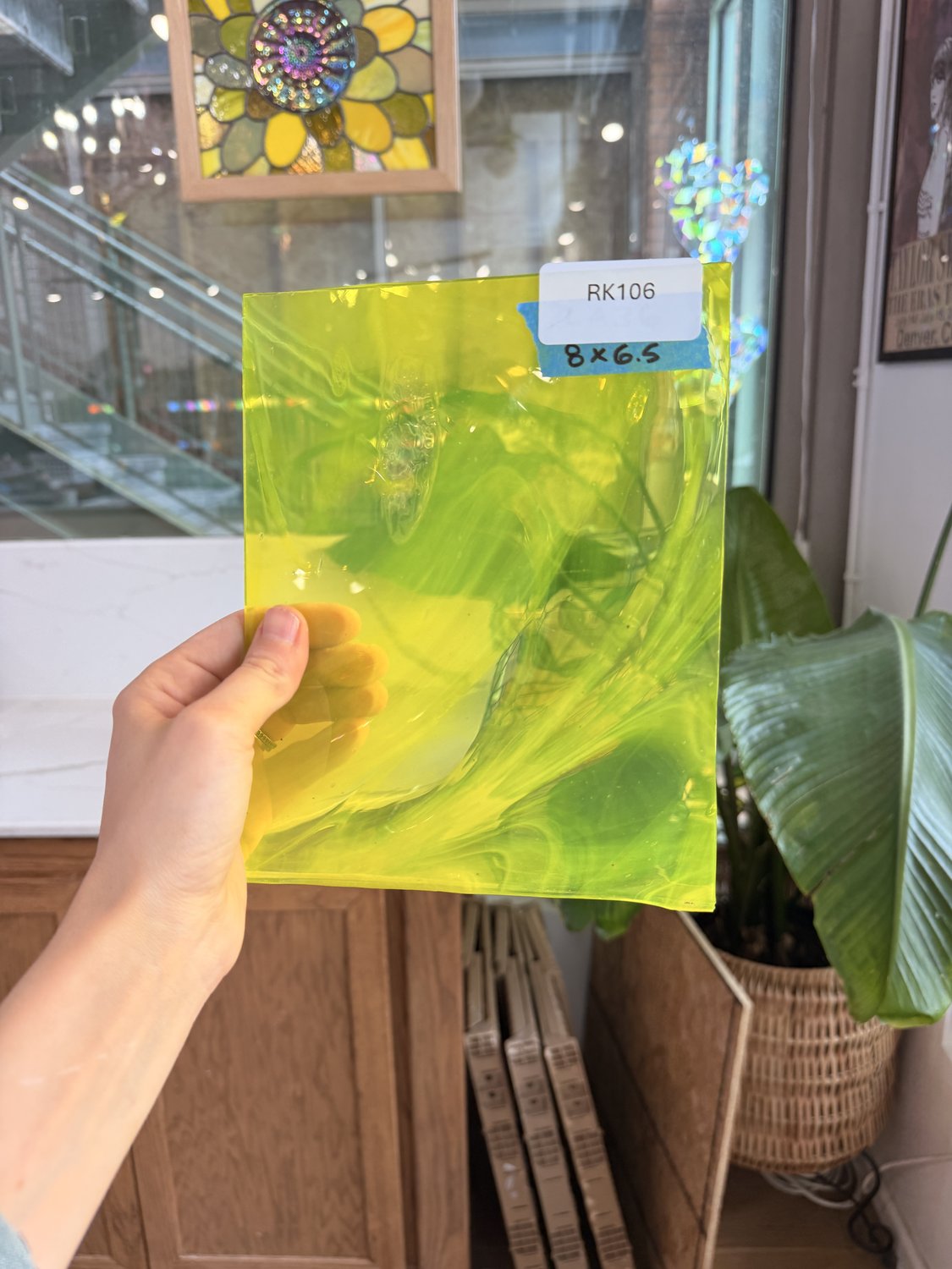 Neon Yellow Lamberts Mouthblown Sheet Glass Lamberts Glass RK106 (8x6.5in)