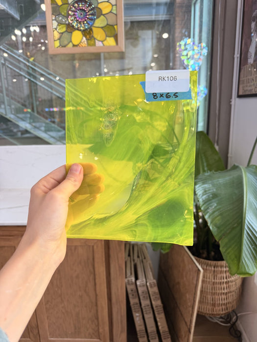 Neon Yellow Lamberts Mouthblown Sheet Glass Lamberts Glass RK106 (8x6.5in)