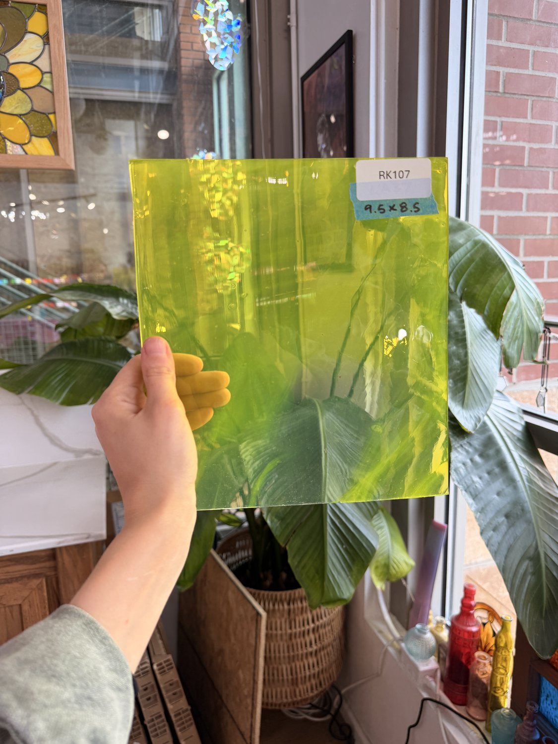 Neon Yellow Lamberts Mouthblown Sheet Glass Lamberts Glass 9.5x8.5in (LA-34075693)