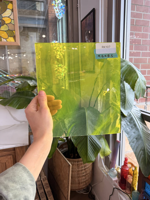 Neon Yellow Lamberts Mouthblown Sheet Glass Lamberts Glass 9.5x8.5in (LA-34075693)