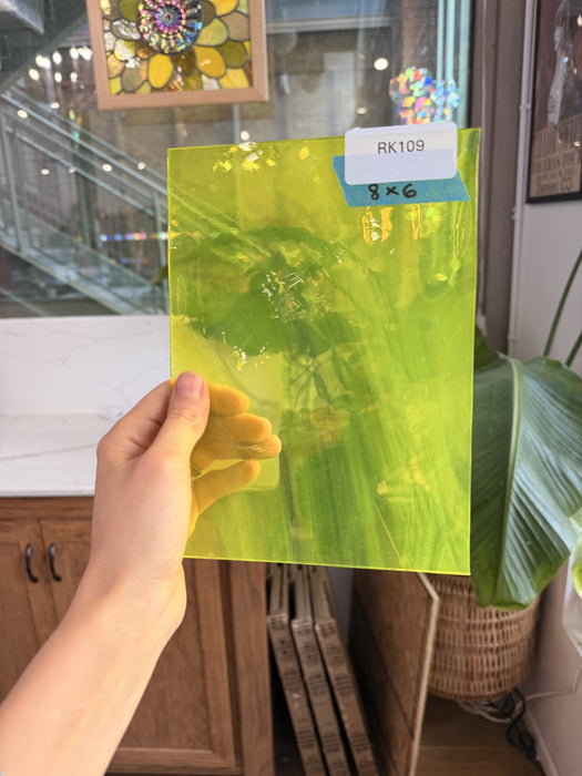 Neon Yellow Lamberts Mouthblown Sheet Glass Lamberts Glass 8x6in (LA-34141229)