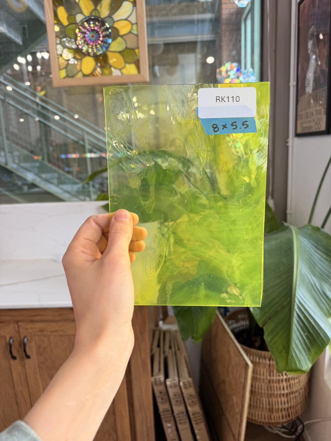 Neon Yellow Lamberts Mouthblown Sheet Glass Lamberts Glass 8x5.5in (LA-34173997)