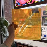 Orange Wispy on Clear Lamberts Flash Glass Sheet Glass Lamberts Glass