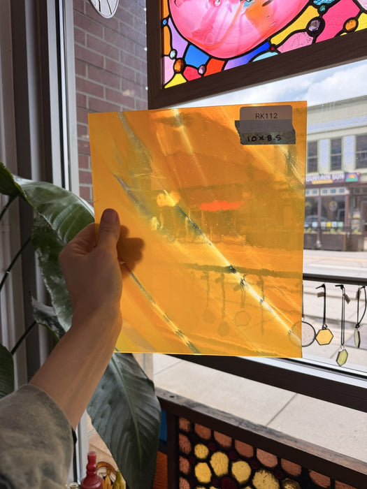Orange Wispy on Clear Lamberts Flash Glass Sheet Glass Lamberts Glass