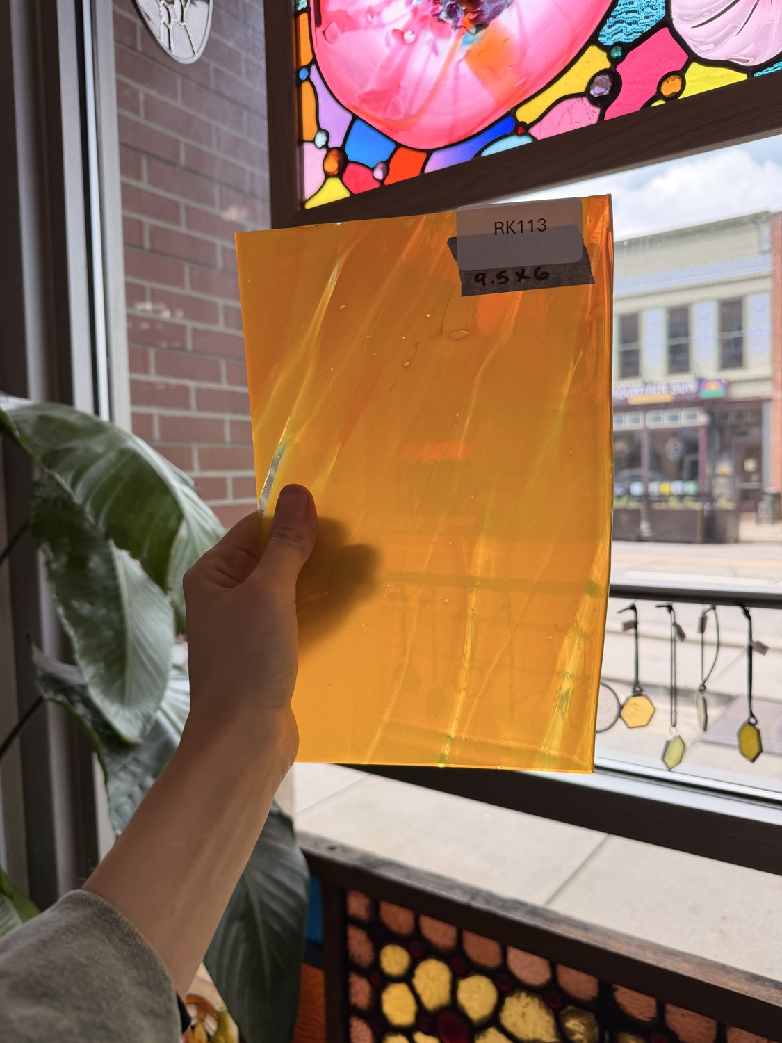 Orange Wispy on Clear Lamberts Flash Glass Sheet Glass Lamberts Glass