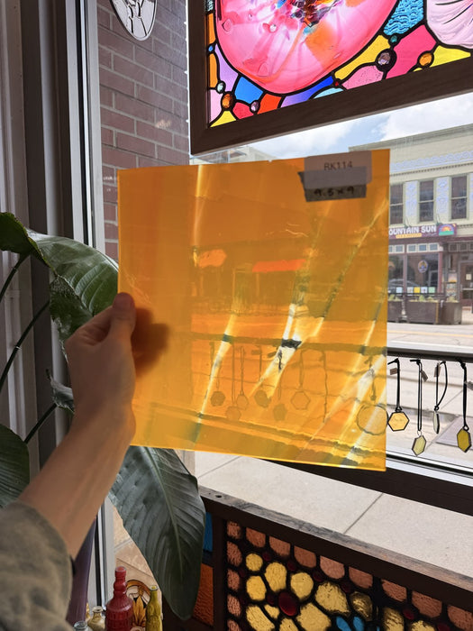 Orange Wispy on Clear Lamberts Flash Glass Sheet Glass Lamberts Glass