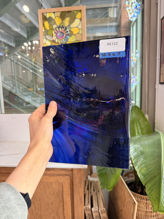 Blue Purple Mixed on Clear Lamberts Flash Glass Sheet Glass Lamberts Glass 10.5x7in (LA-44397613)