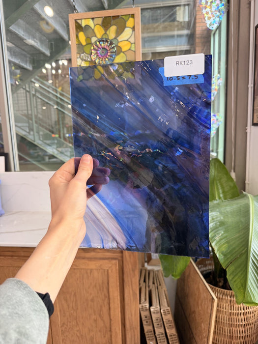 Blue Purple Mixed on Clear Lamberts Flash Glass Sheet Glass Lamberts Glass