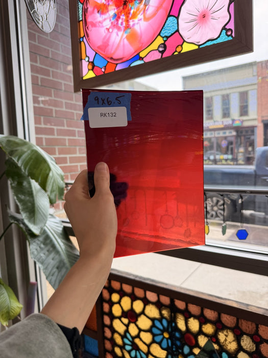Red Gradient on Clear Lamberts Flash Glass Sheet Glass Lamberts Glass 9x6.5in (LA-81612077)