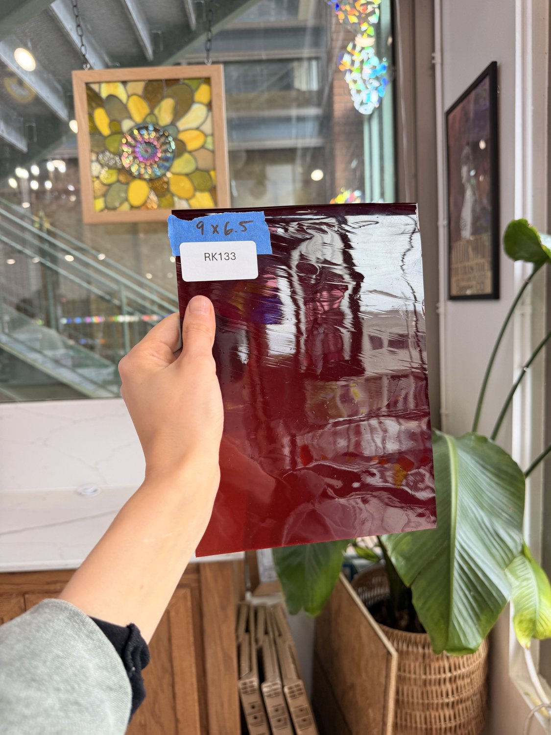 Red Gradient on Clear Lamberts Flash Glass Sheet Glass Lamberts Glass 9x6.5in (LA-81644845)