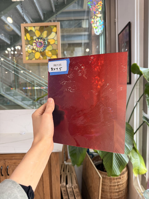 Red Gradient on Clear Lamberts Flash Glass Sheet Glass Lamberts Glass 8x7.5in (LA-81710381)