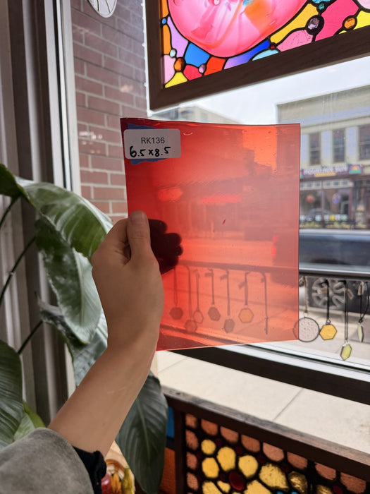 Red Gradient on Clear Lamberts Flash Glass Sheet Glass Lamberts Glass 6.5x8.5in (LA-81743149)