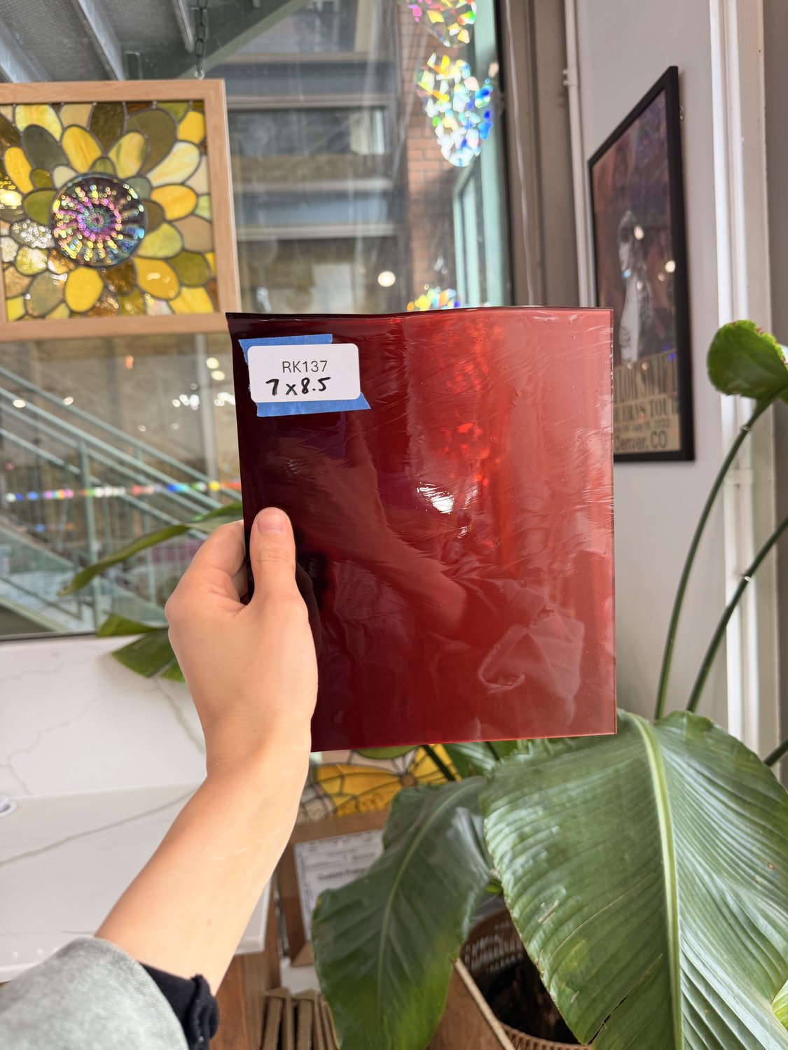 Red Gradient on Clear Lamberts Flash Glass Sheet Glass Lamberts Glass 7x8.5in (LA-81775917)