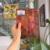 Vintage Pink Orange Swirl on Clear Lamberts Flash Glass