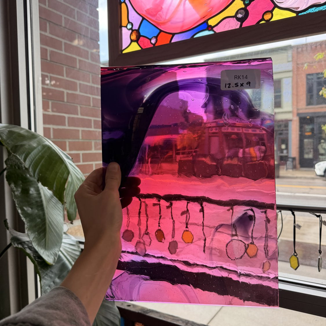 COGW x Lamberts Pink Purple Clear Wispy Mix Sheet Glass Lamberts Glass 12.5x9in (LA-77581613)