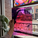 COGW x Lamberts Pink Purple Clear Wispy Mix Sheet Glass Lamberts Glass 12.5x9in (LA-77581613)
