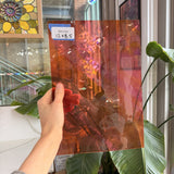 Vintage Pink Orange Swirl on Clear Lamberts Flash Glass