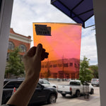 Vintage Pink Orange Swirl on Clear Lamberts Flash Glass
