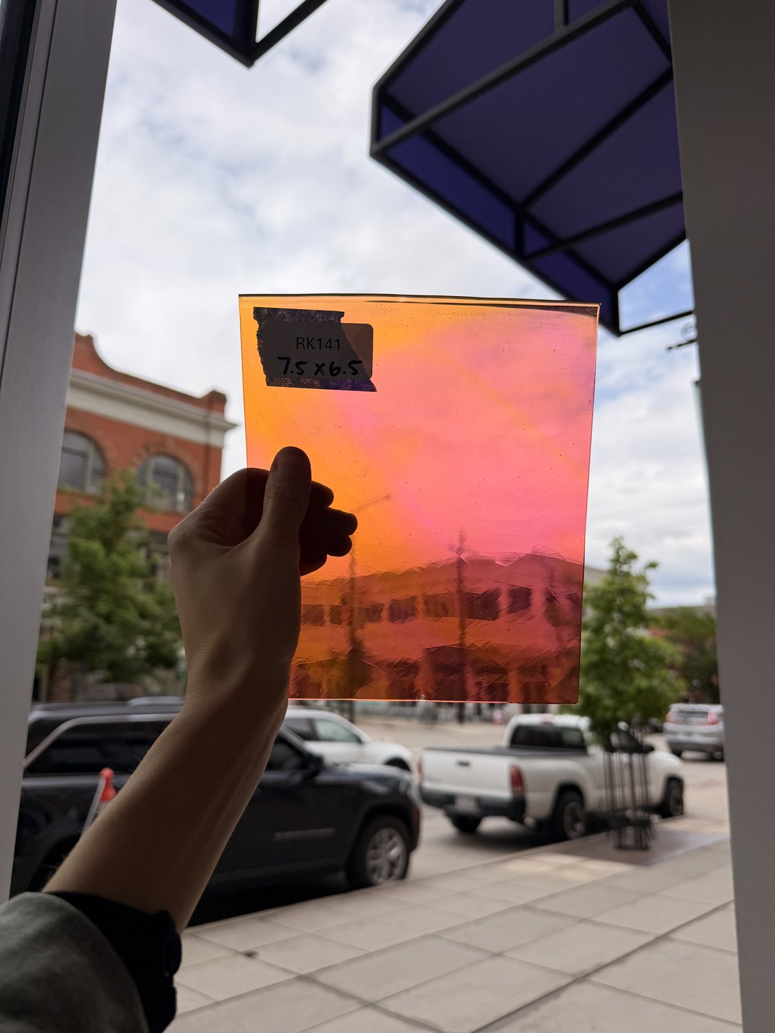 Vintage Pink Orange Swirl on Clear Lamberts Flash Glass