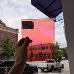 Vintage Pink Orange Swirl on Clear Lamberts Flash Glass