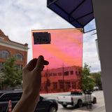 Vintage Pink Orange Swirl on Clear Lamberts Flash Glass