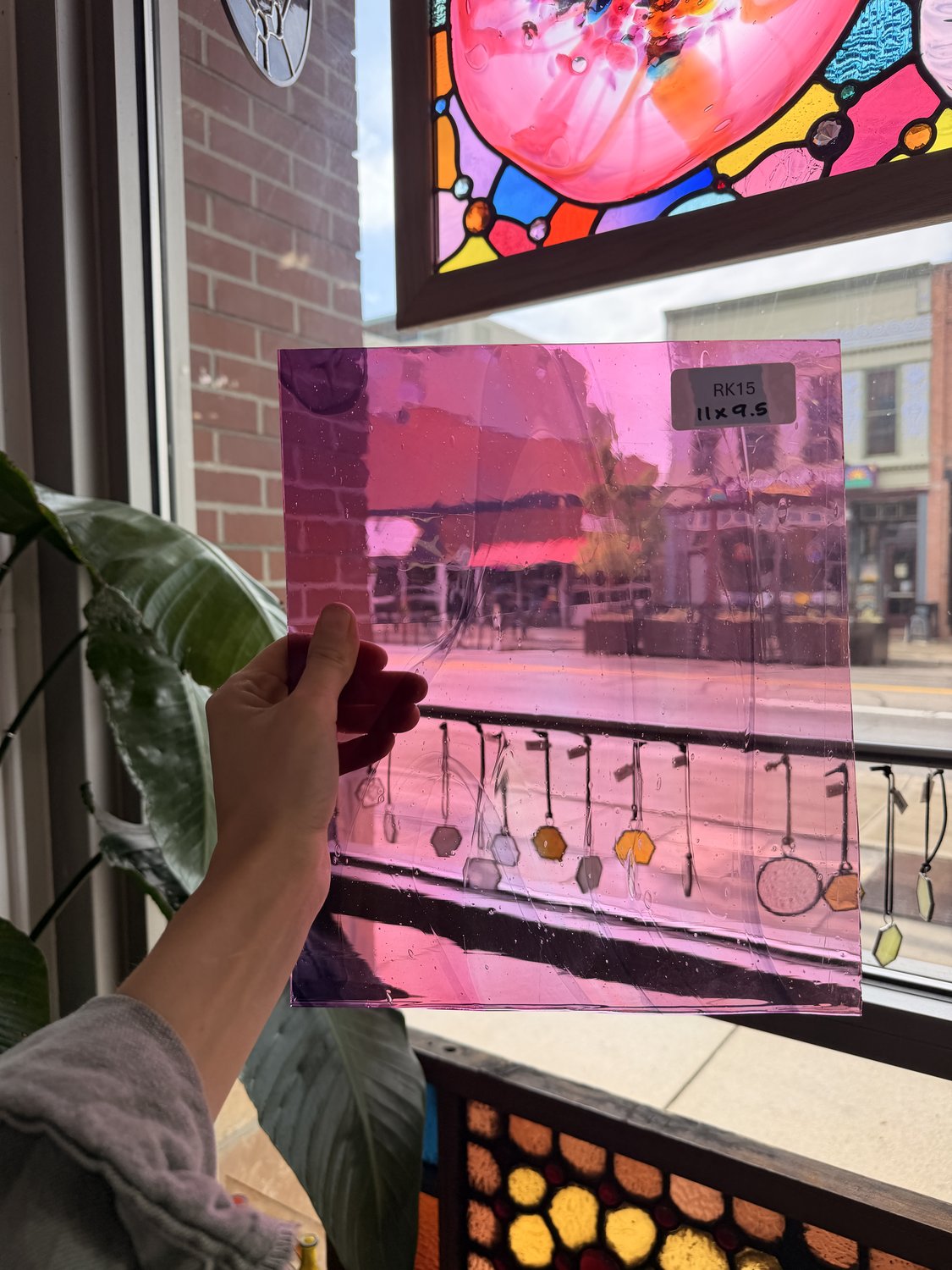 COGW x Lamberts Pink Purple Clear Wispy Mix Sheet Glass Lamberts Glass 11x9.5in (LA-77614381)