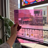 COGW x Lamberts Pink Purple Clear Wispy Mix Sheet Glass Lamberts Glass 11x9.5in (LA-77614381)