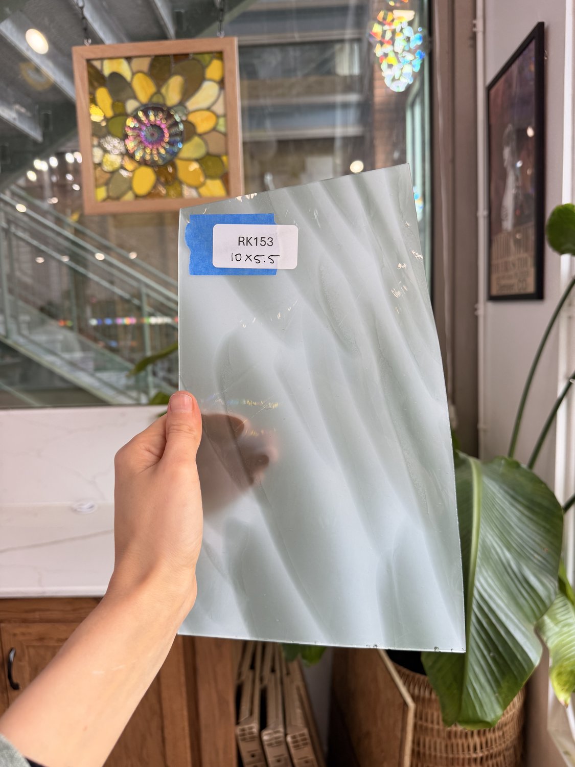 Gray White on Clear Lamberts Flash Glass Sheet Glass Lamberts Glass RK153 (10x5.5in)
