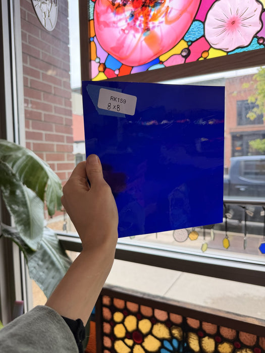 Blue on White on Clear Lamberts Flash Glass Sheet Glass Lamberts Glass